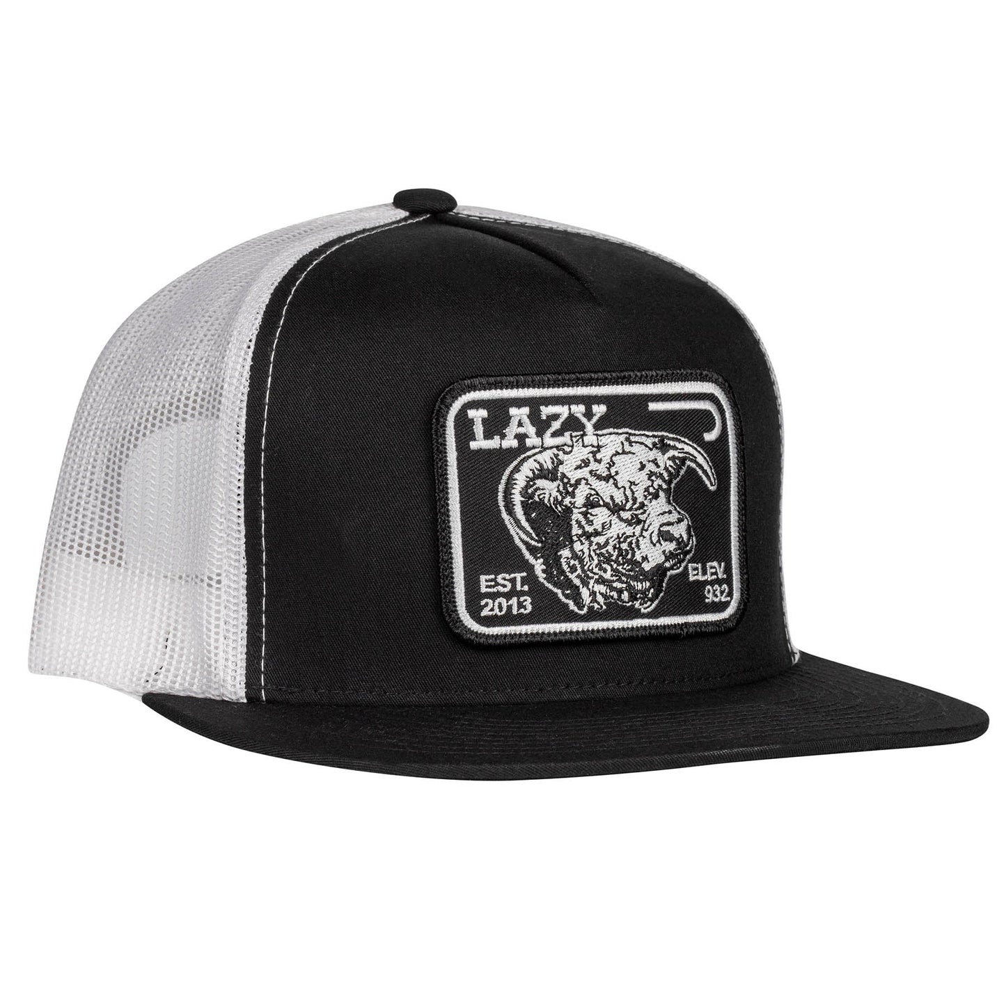 Lazy J Ranch Black & White Elevation Classic Five Panel Trucker Hat-Lazy J Ranch Wear