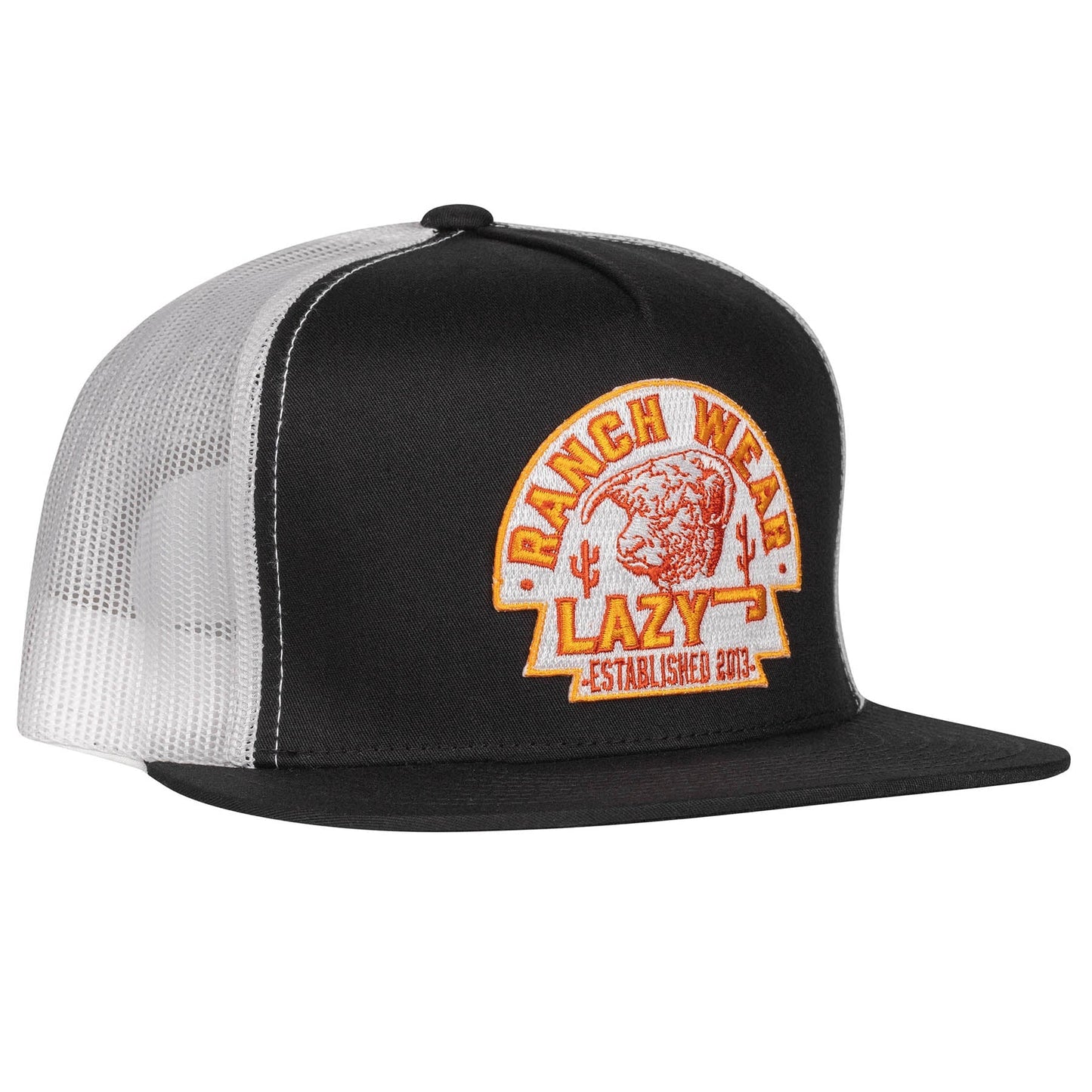 Lazy J Ranch Black & White Rusty Arrowhead Classic Five Panel Trucker Hat-Lazy J Ranch Wear