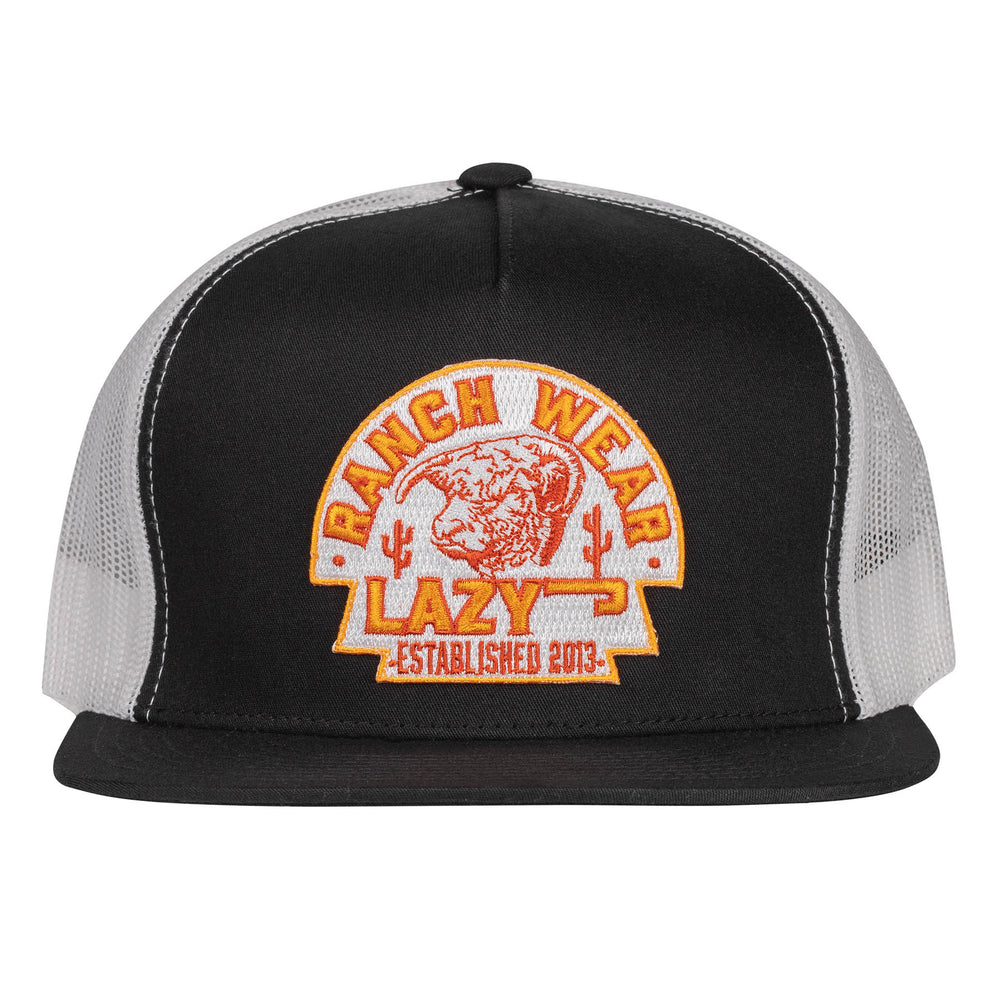 
                      
                        Lazy J Ranch Black & White Arrowhead Classic Five Panel Trucker Hat
                      
                    