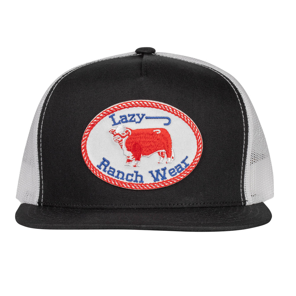 
                  
                    Lazy J Ranch Black & White Red Original Buckle Classic Five Panel Trucker Hat-BLKWHT4RWB
                  
                