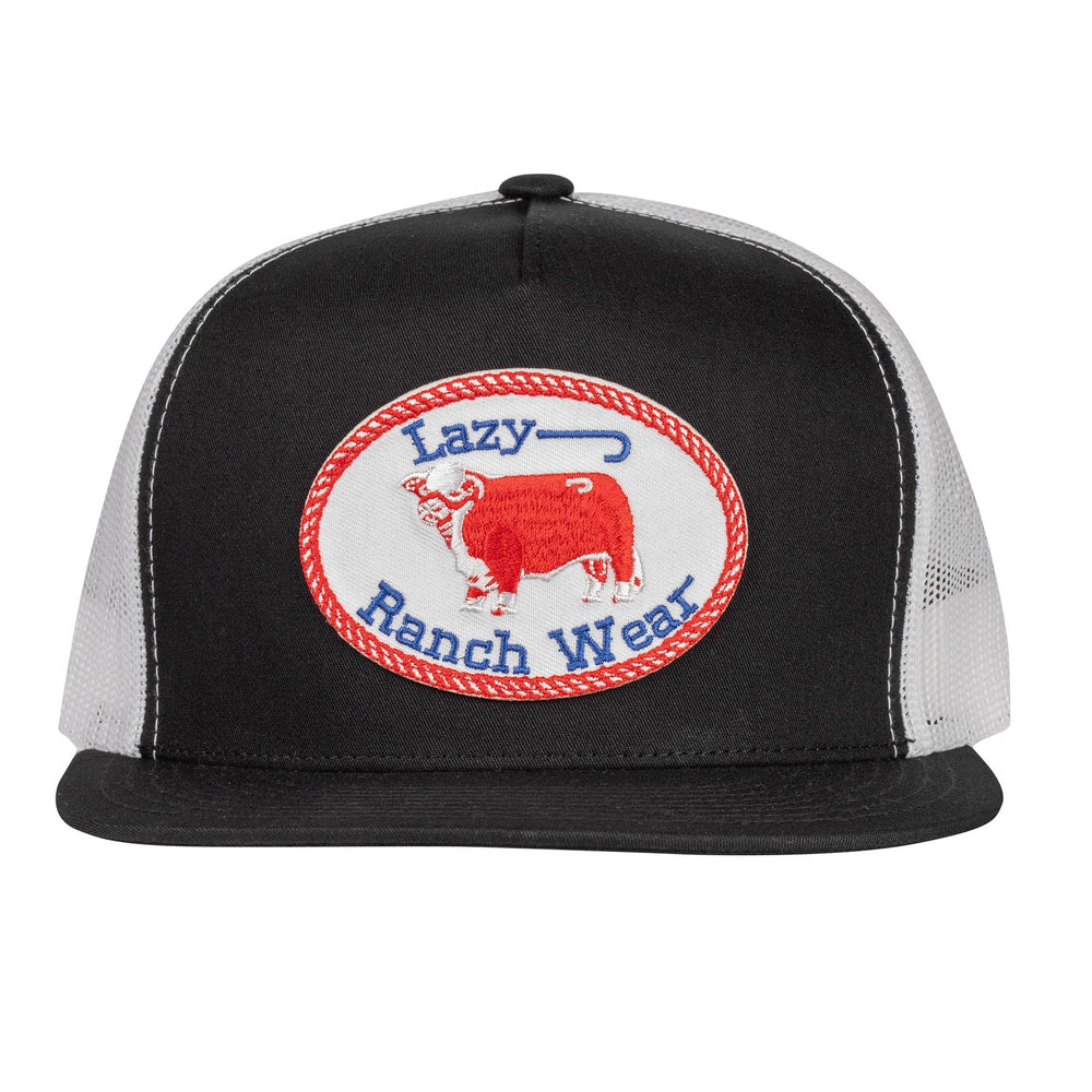 
                  
                    Lazy J Ranch Black & White Red Original Buckle Classic Five Panel Trucker Hat-Lazy J Ranch Wear
                  
                