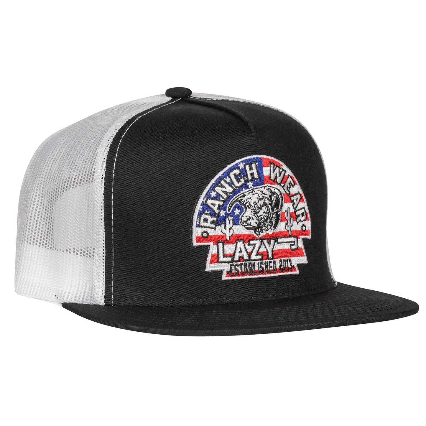 Lazy J Ranch Black & White USA Arrowhead Classic Five Panel Trucker Hat-Lazy J Ranch Wear