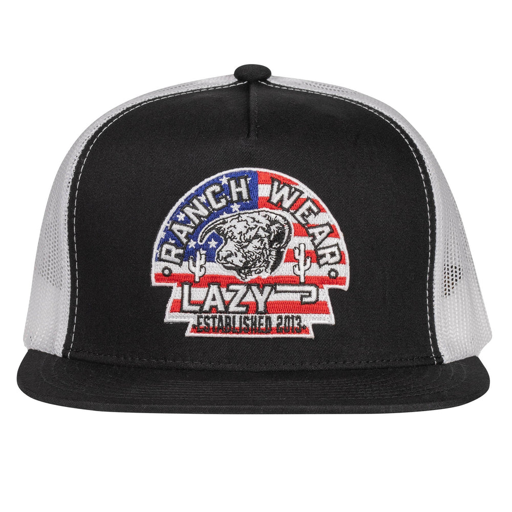 
                  
                    Lazy J Ranch Black & White USA Arrowhead Classic Five Panel Trucker Hat-Lazy J Ranch Wear
                  
                
