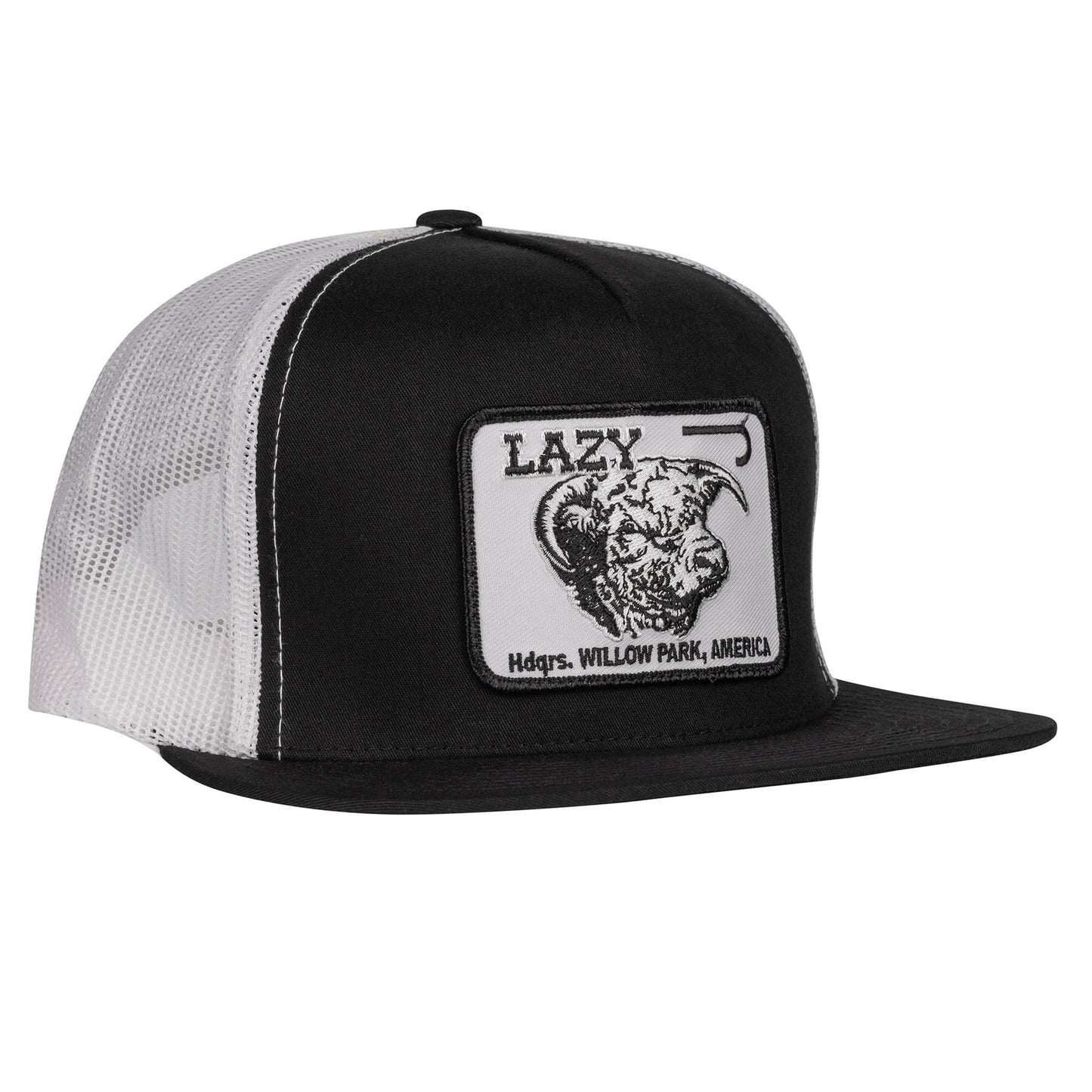 Lazy J Ranch Black & White Cattle Headquarters Classic Five Panel Trucker Hat