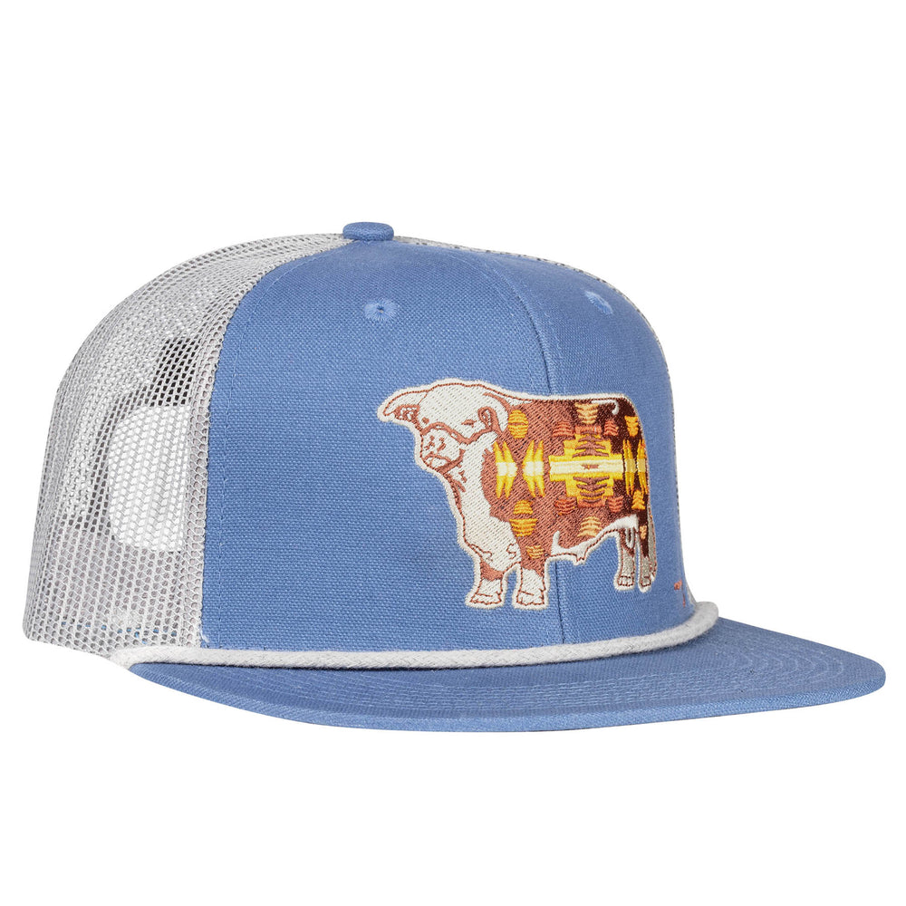 
                      
                        Lazy J Ranch Blue & Grey Apache Hereford Bull Classic Five Panel Trucker Hat
                      
                    