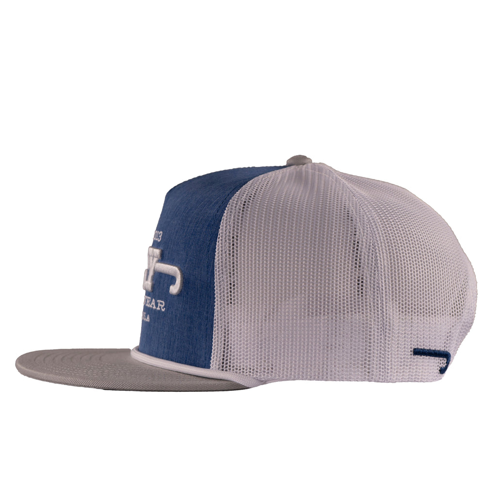 
                  
                    Lazy J Ranch Blue & White Dime Box Classic Rope Trucker Hat-Lazy J Ranch Wear
                  
                
