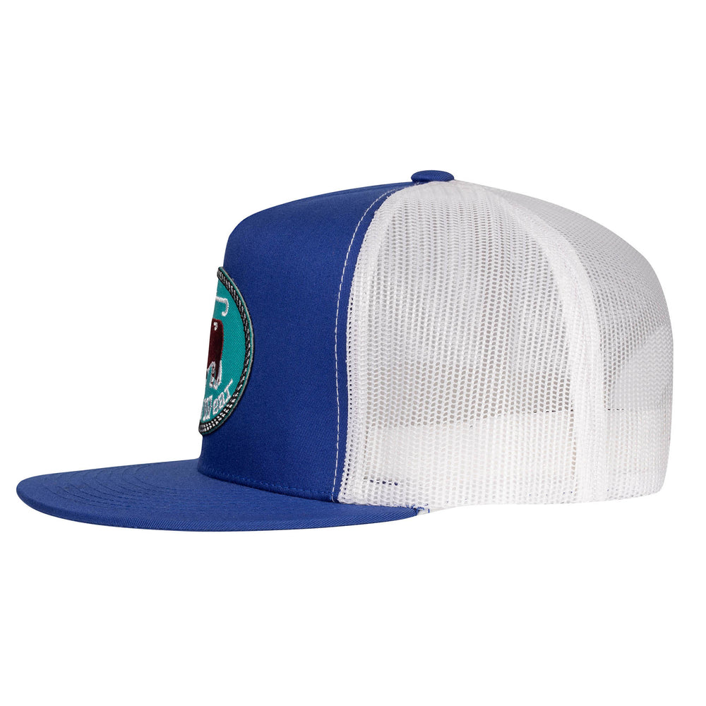 
                      
                        Lazy J Ranch Blue & White Original Patch Classic Five Panel Trucker Hat
                      
                    