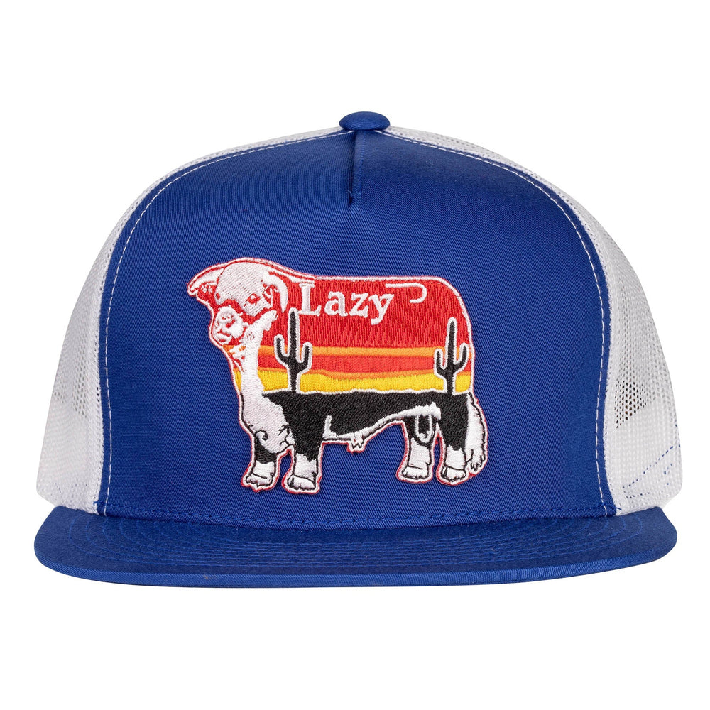 
                  
                    Lazy J Ranch Blue & White Sunrise Bull Classic Five Panel Trucker Hat-Lazy J Ranch Wear
                  
                