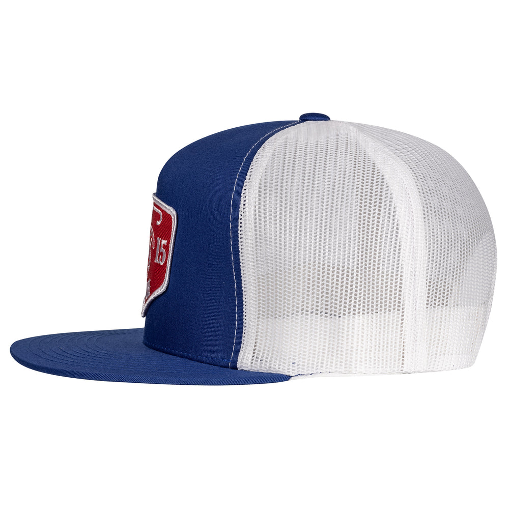 
                      
                        Lazy J Ranch Blue & White Red Ranch Classic Five Panel Trucker Hat
                      
                    