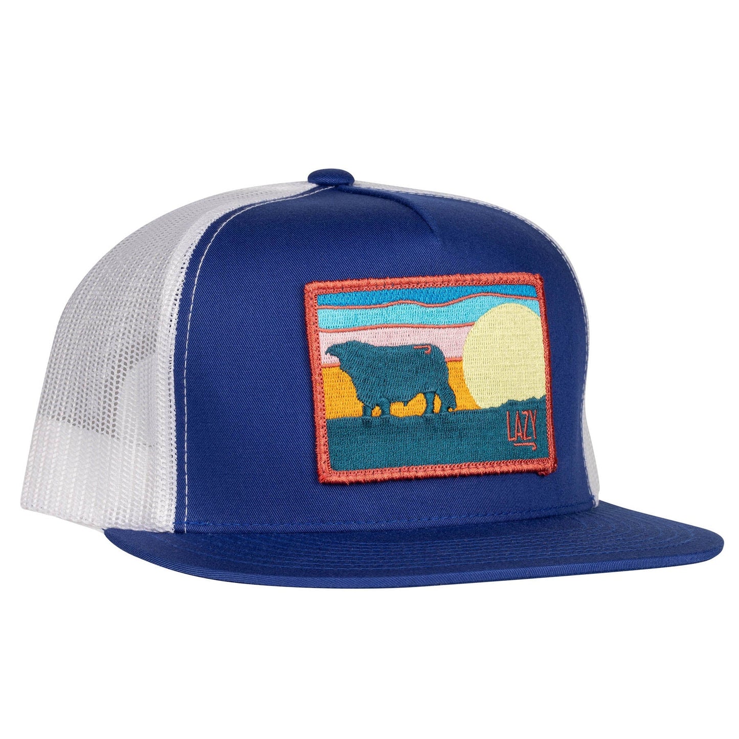 Lazy J Ranch Blue & White Hereford Sky Classic Five Panel Trucker Hat-Lazy J Ranch Wear