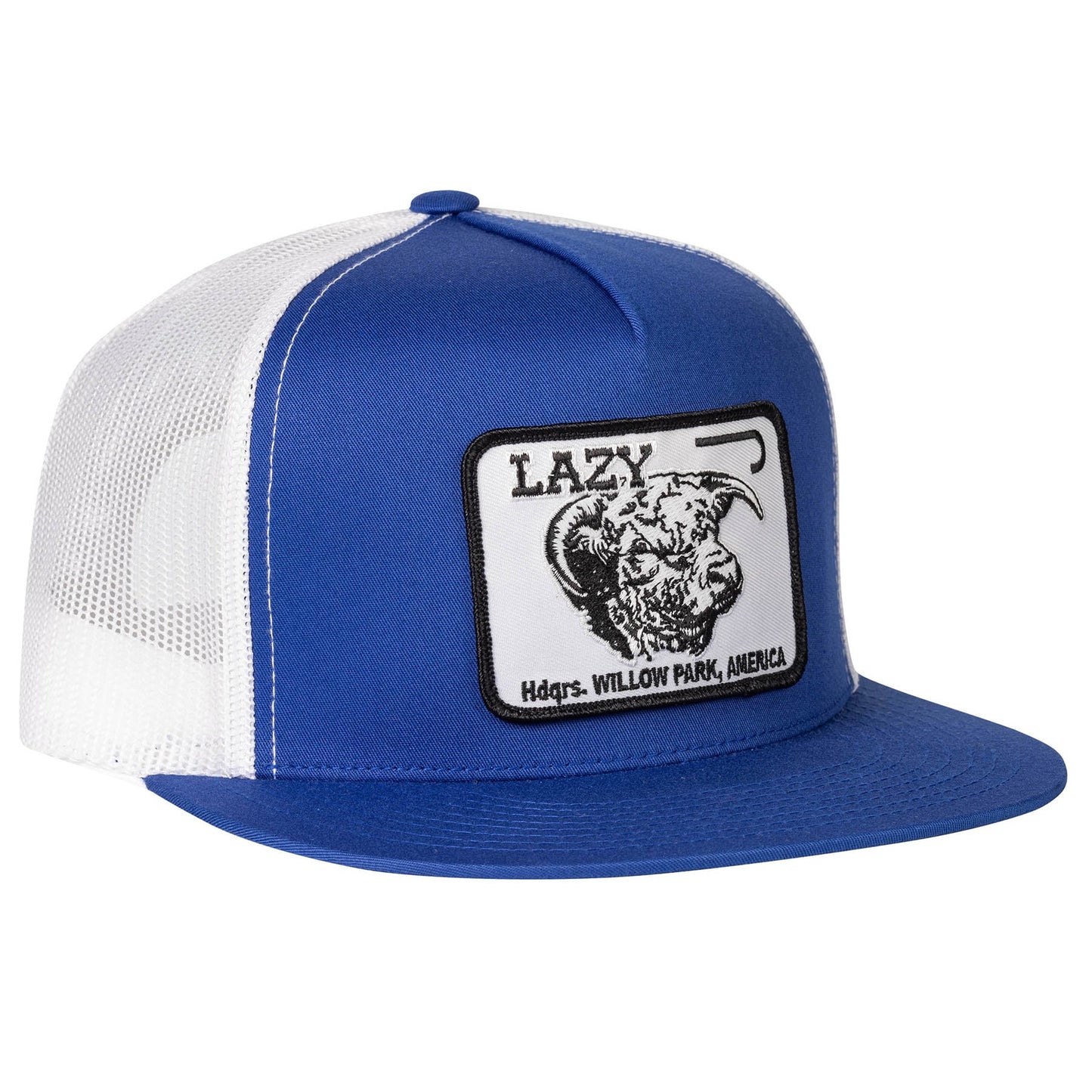Lazy J Ranch Blue & White Willow Cattle Headquarters Classic Five Panel Trucker Hat-Lazy J Ranch Wear