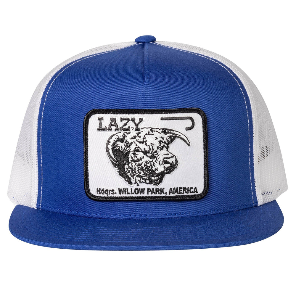 
                  
                    Lazy J Ranch Blue & White Willow Cattle Headquarters Classic Five Panel Trucker Hat-Lazy J Ranch Wear
                  
                