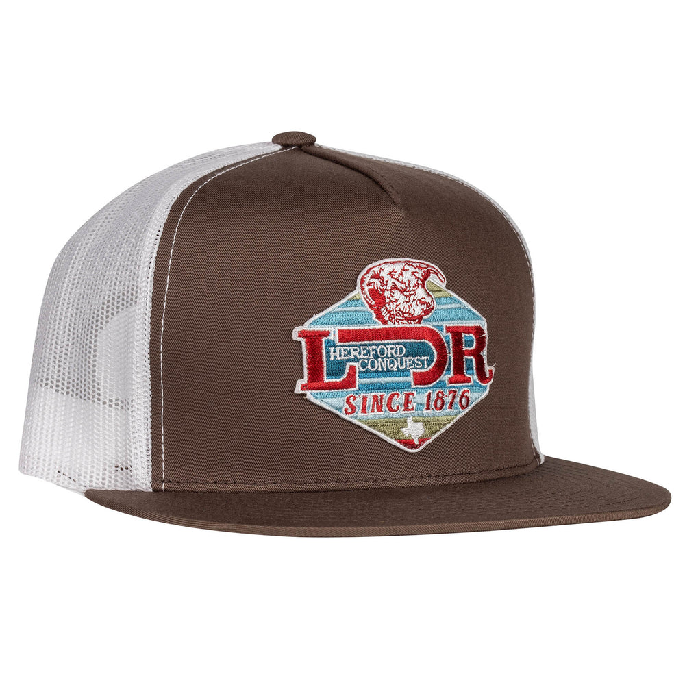 Lazy J Ranch Brown & White Conquest Classic Five Panel Trucker Hat