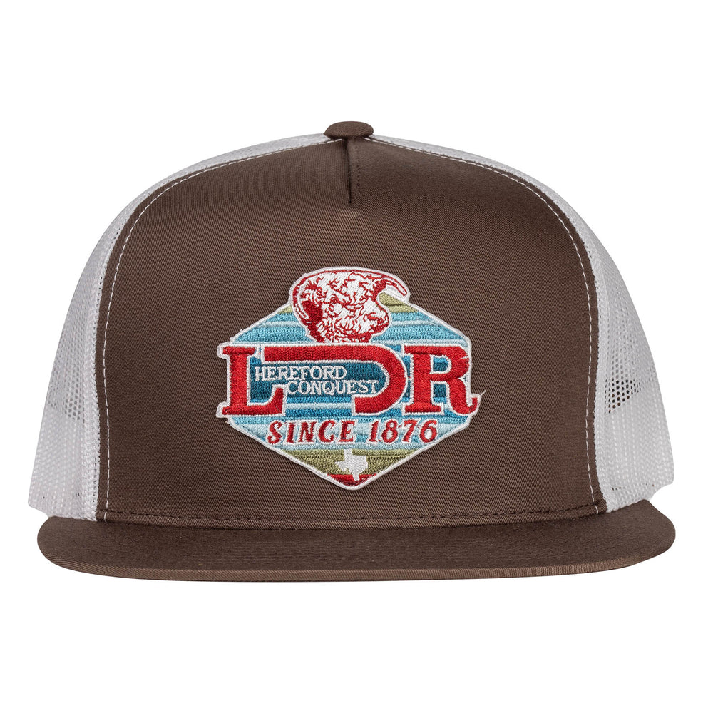 
                      
                        Lazy J Ranch Brown & White Conquest Classic Five Panel Trucker Hat
                      
                    