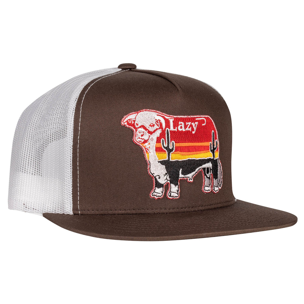 
                  
                    Lazy J Ranch Brown & White Sunrise Bull Classic Five Panel Trucker Hat-BRNWHT4LSUN
                  
                