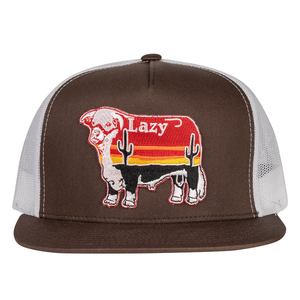 
                  
                    Lazy J Ranch Brown & White Sunrise Bull Classic Five Panel Trucker Hat-BRNWHT4LSUN
                  
                