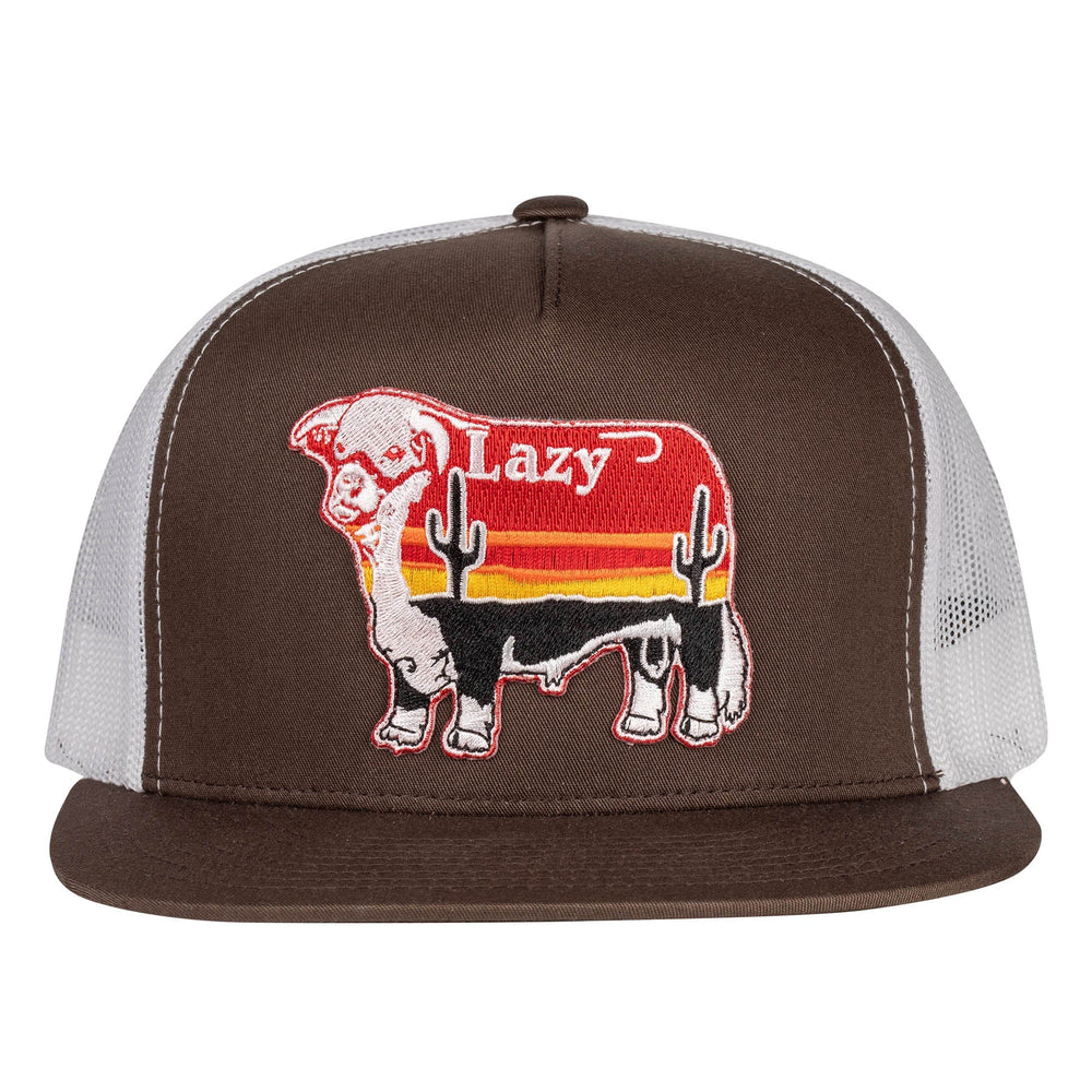 
                  
                    Lazy J Ranch Brown & White Sunrise Bull Classic Five Panel Trucker Hat-Lazy J Ranch Wear
                  
                