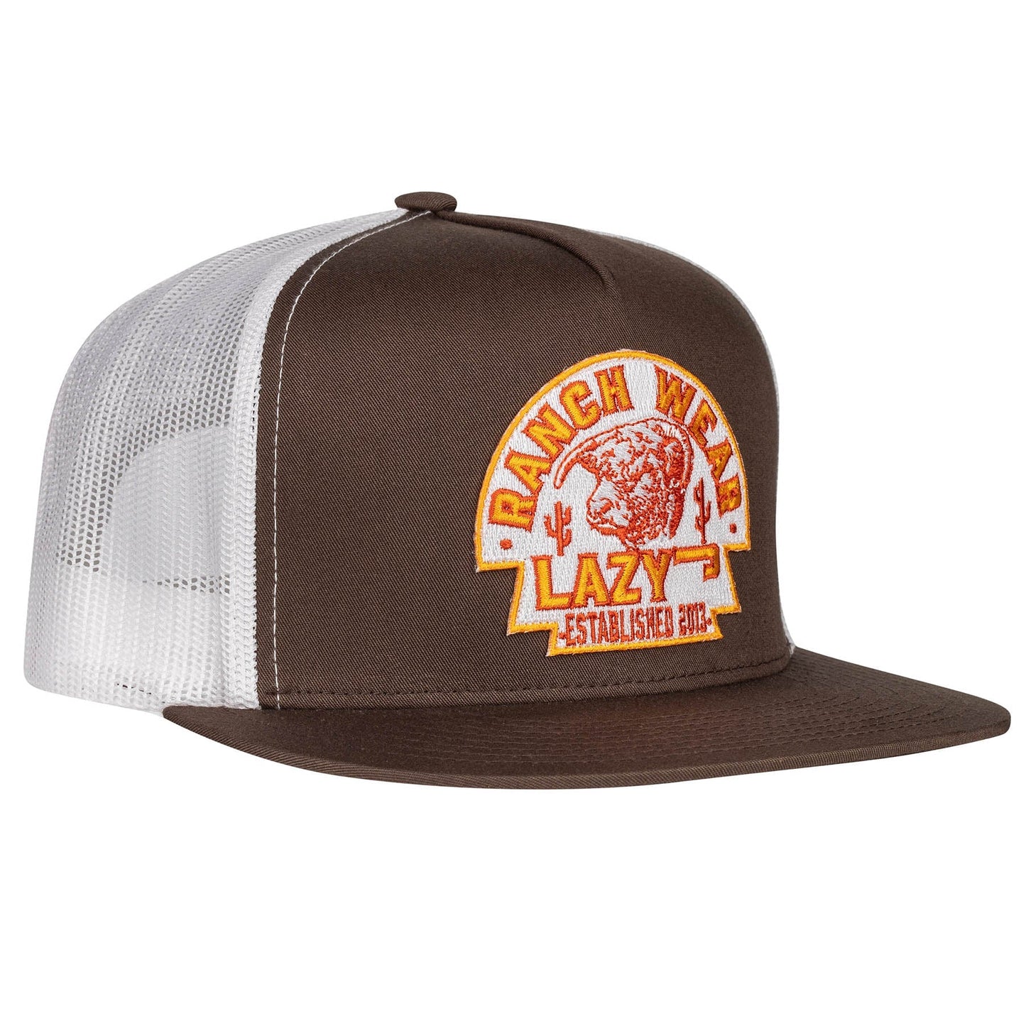 Lazy J Ranch Brown & White Rusty Arrowhead Classic Five Panel Trucker Hat-Lazy J Ranch Wear