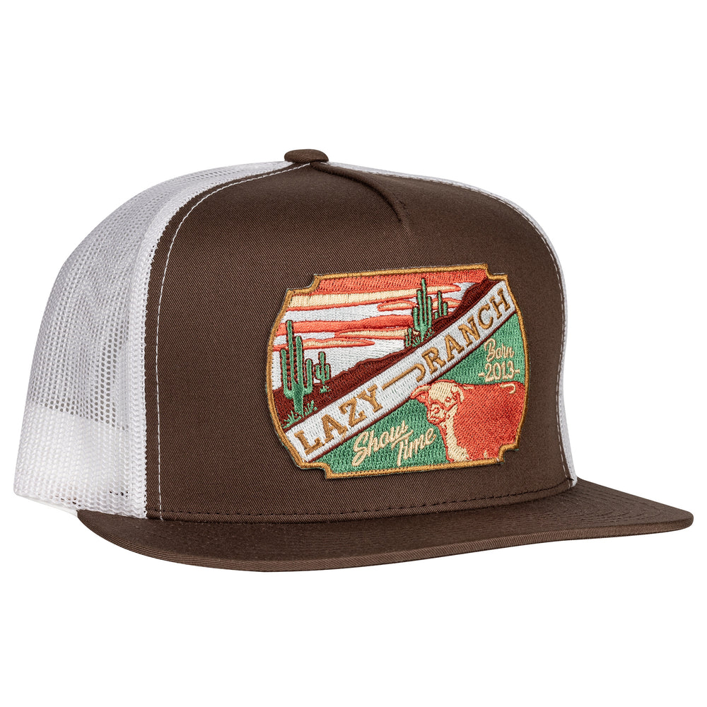 
                      
                        Lazy J Ranch Brown & White LJRW Show Time Classic Five Panel Trucker Hat
                      
                    