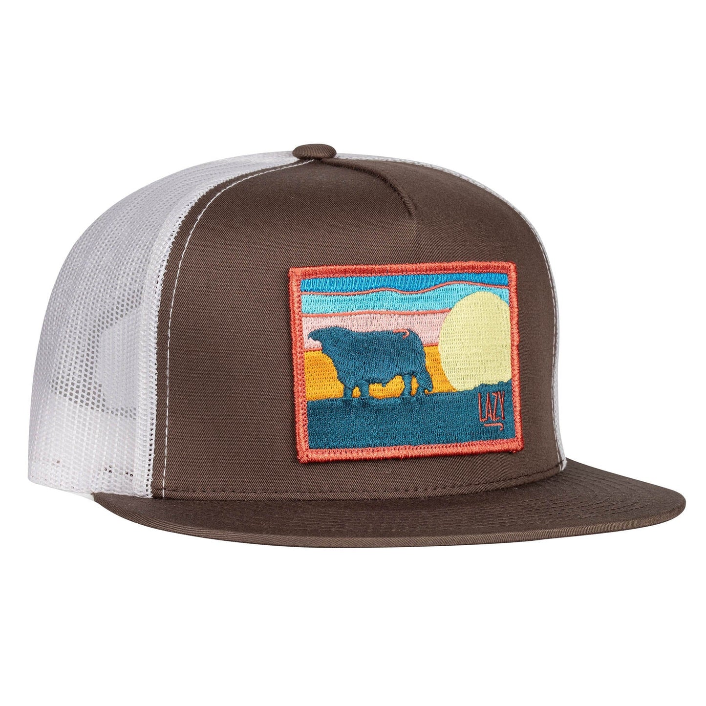 Lazy J Ranch Brown & White Hereford Sky Classic Five Panel Trucker Hat-Lazy J Ranch Wear