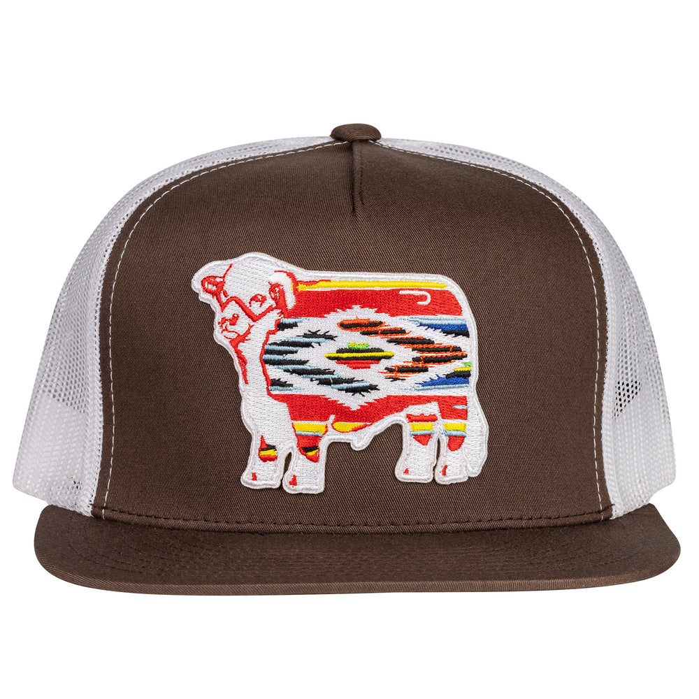 
                      
                        Lazy J Ranch Brown & White Serape Bull Classic Five Panel Trucker Hat
                      
                    