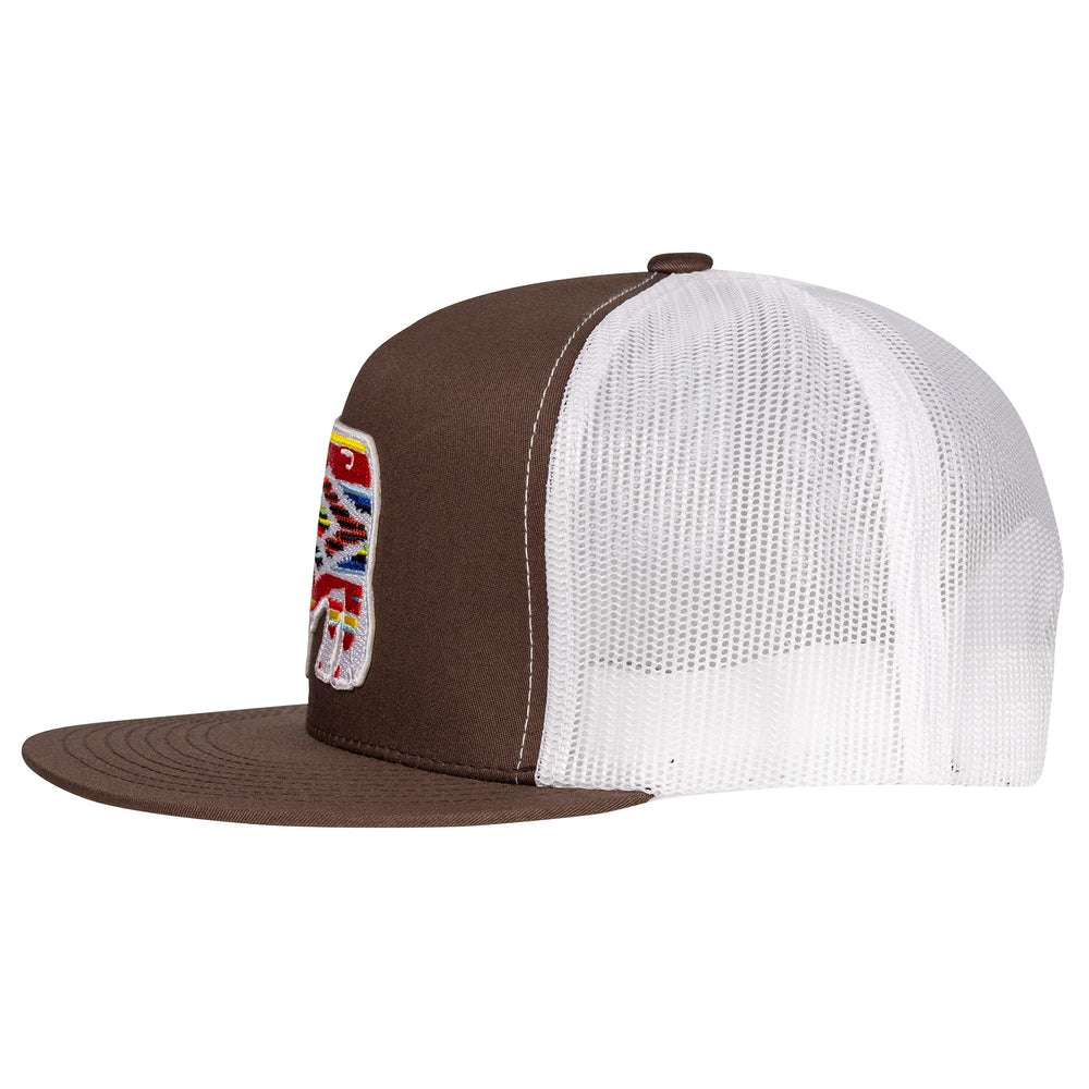 
                      
                        Lazy J Ranch Brown & White Serape Bull Classic Five Panel Trucker Hat
                      
                    