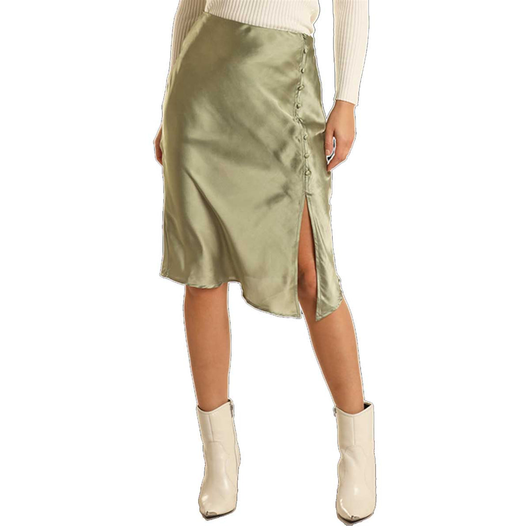 Rock & Roll Cowgirl Women's Satin Asymmetrical Skirt - Jade