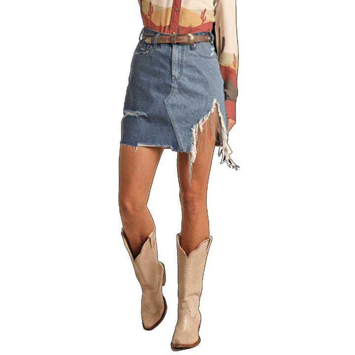 Rock & Roll Cowgirl Women's Two Tone Denim Skirt - Medium Vintage