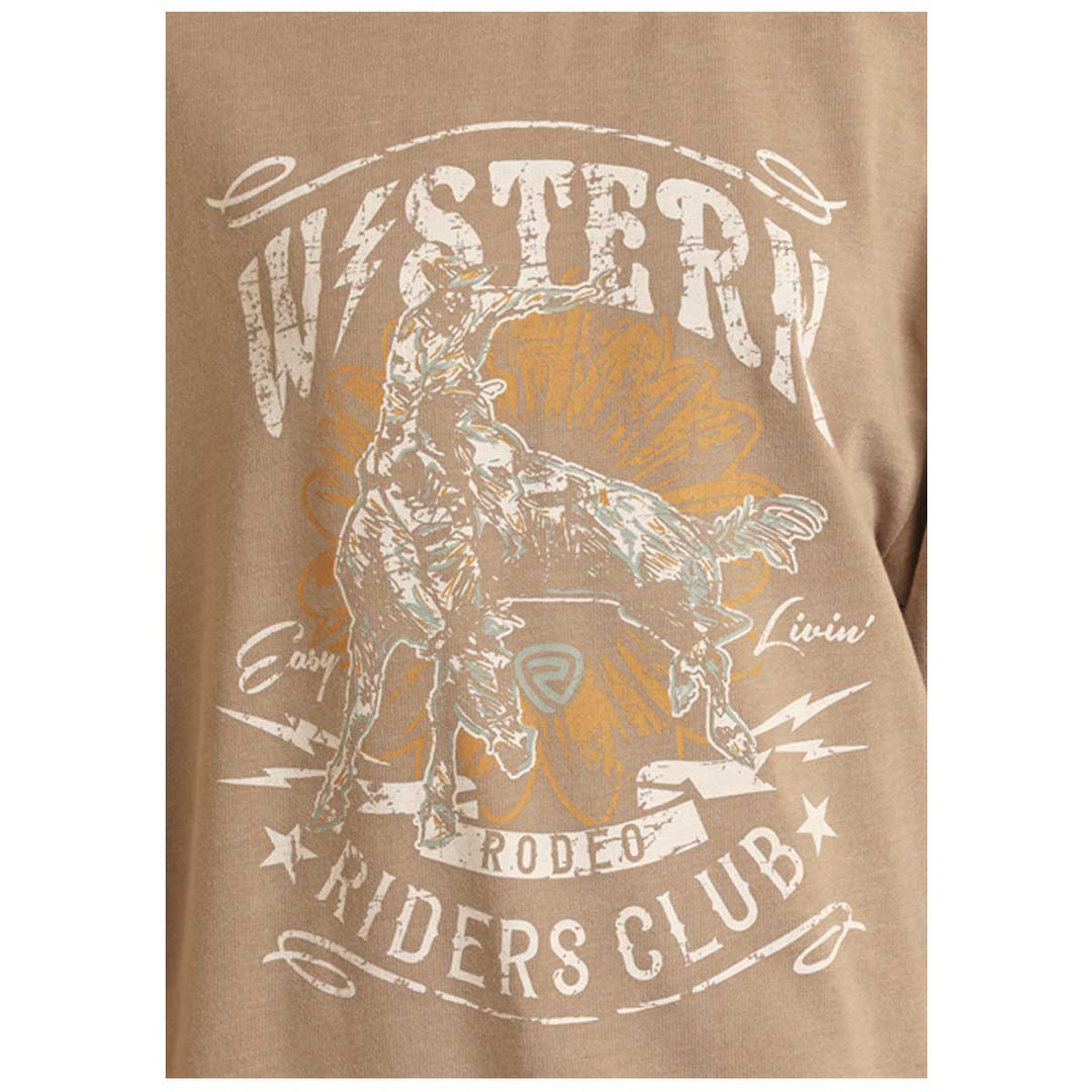 Rock & Roll Cowgirl Women's Western Riders Club Oversized Sweatshirt - Taupe