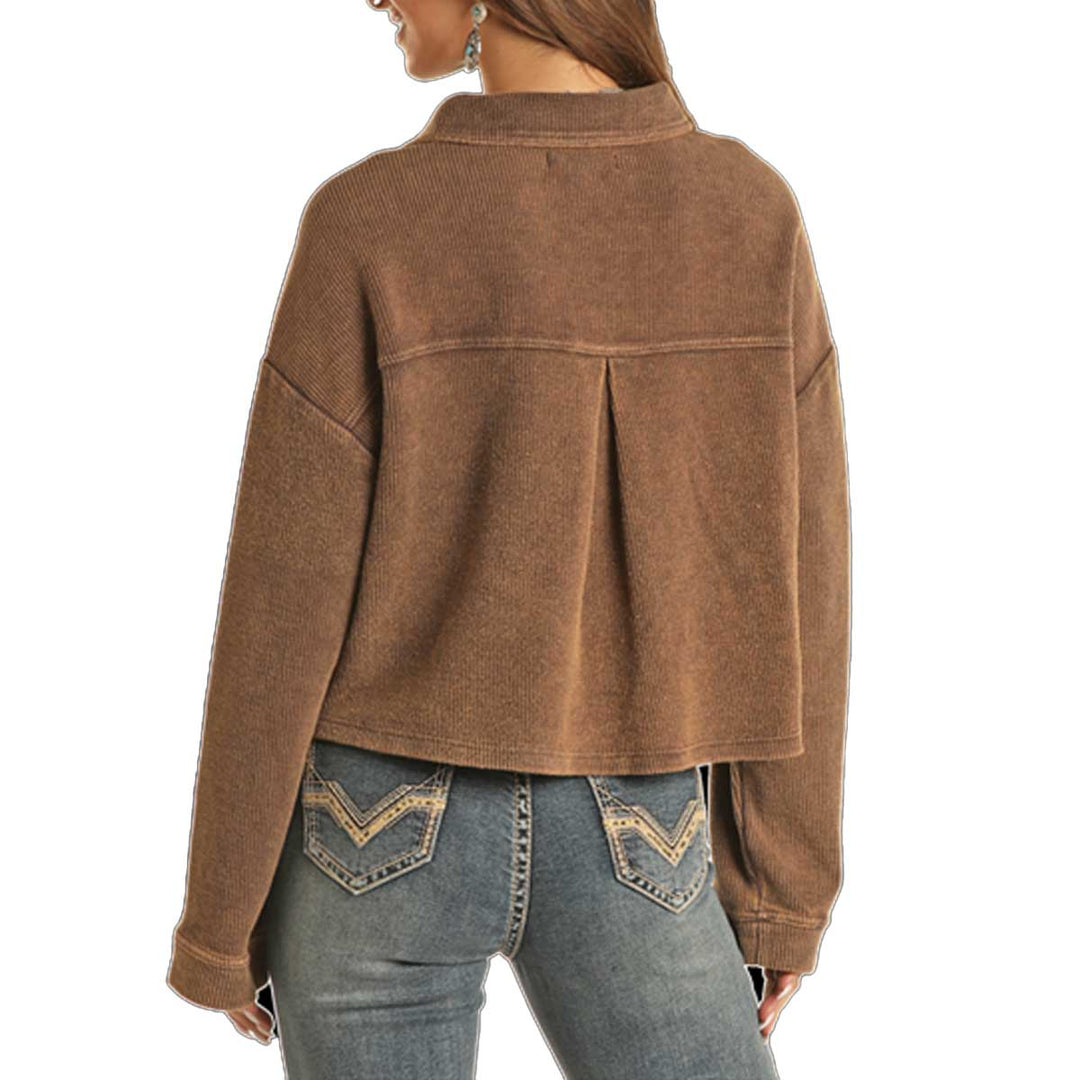 Rock & Roll Cowgirl Women's Relaxed Corduroy Shirt Jacket - Chocolate
