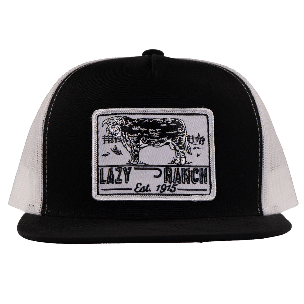 
                      
                        Lazy J Ranch Black & White Bull Trap Classic Five Panel Trucker Hat-High Profile-BLKWHT4-BT-WHT
                      
                    