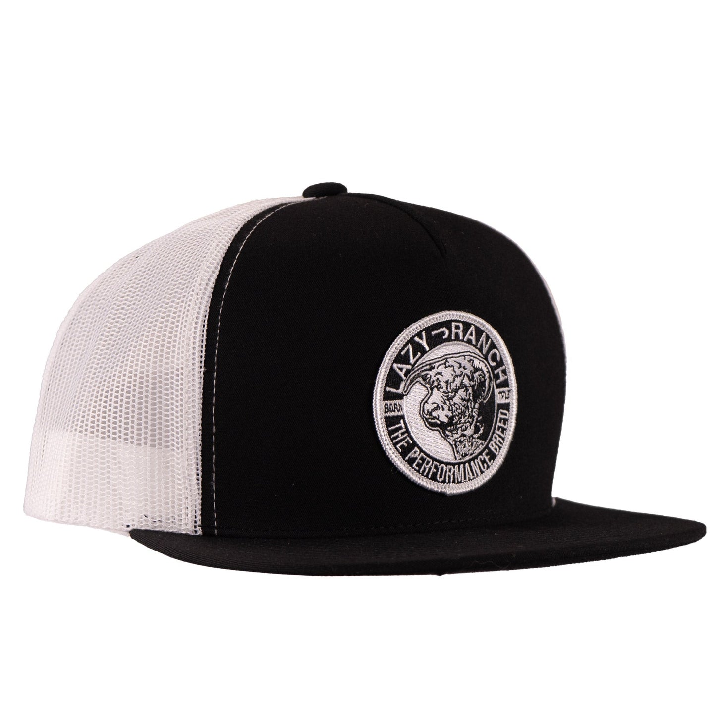 Lazy J Ranch Black & White Performance Breed Classic Five Panel Trucker Hat-Lazy J Ranch Wear
