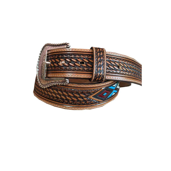 Justin Boots Men's Tan Sierra Leather Belt with Conchos
