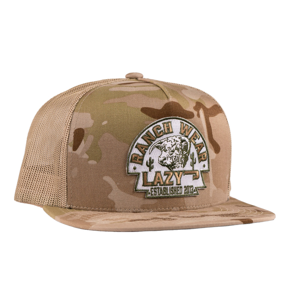 Lazy J Ranch Camo Olive Arrowhead Classic Five Panel Trucker Hat-Lazy J Ranch Wear