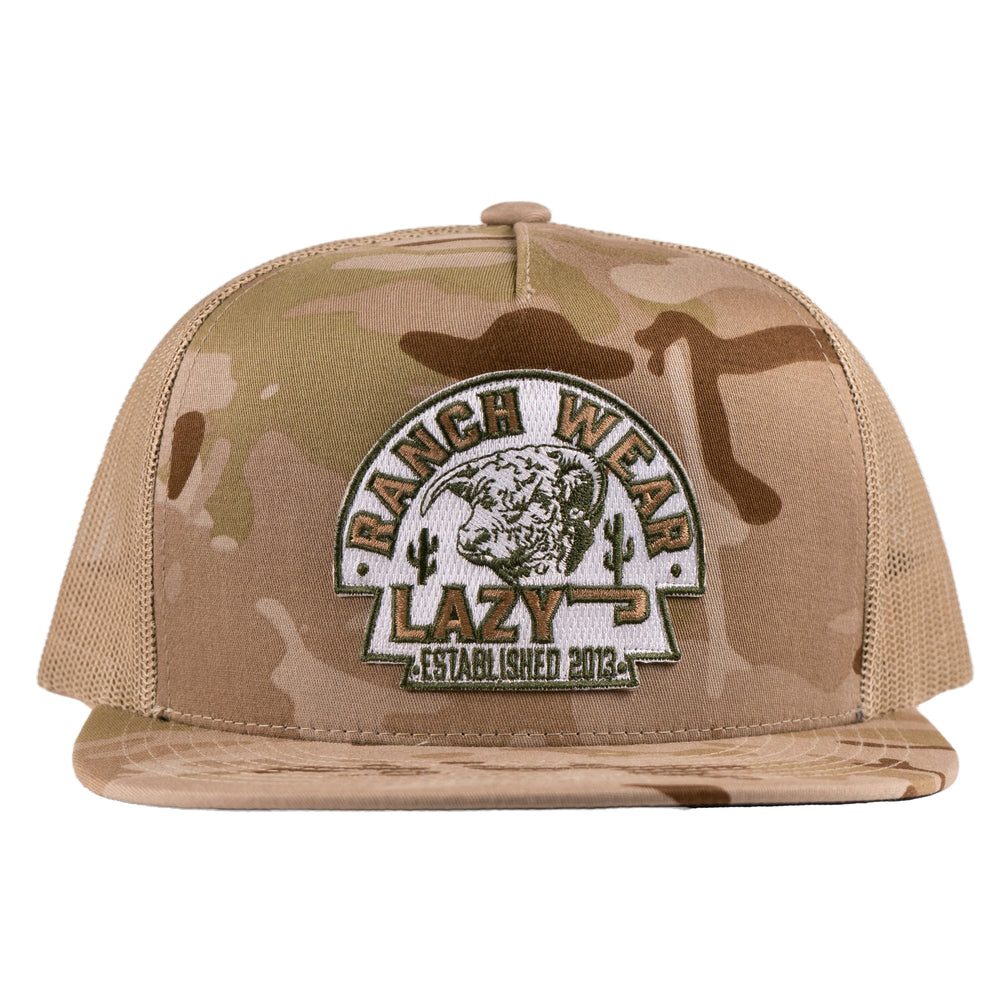 Lazy J Ranch Camo Olive Arrowhead Classic Five Panel Trucker Hat-Lazy J Ranch Wear
