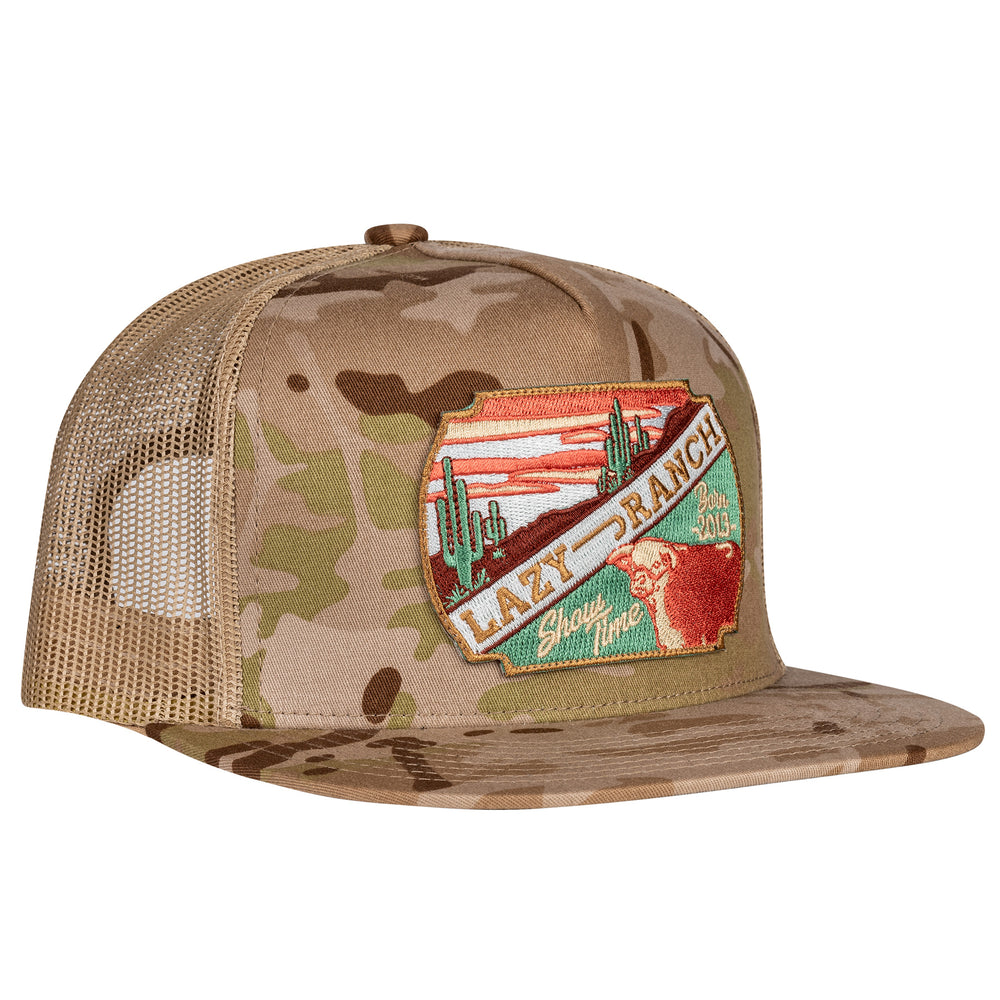 
                      
                        Lazy J Ranch Camo & Tan LJRW Show Time Classic Five Panel Trucker Hat
                      
                    