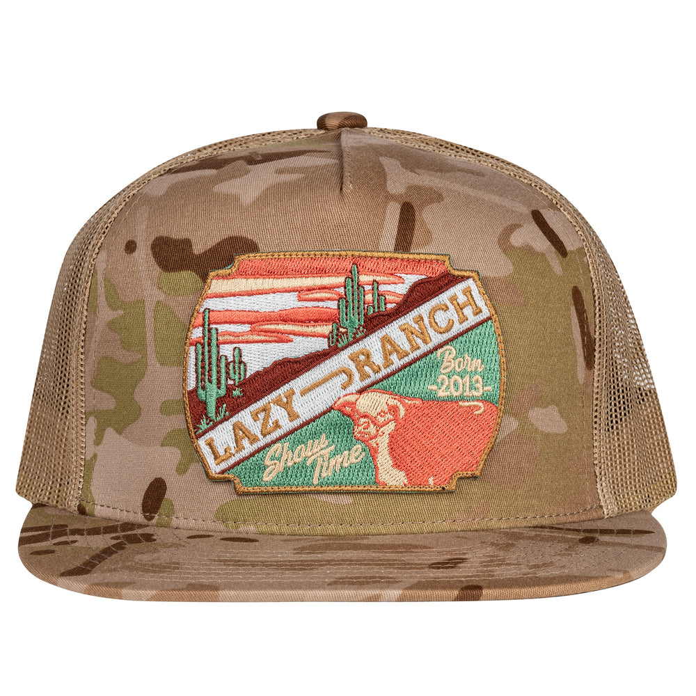 
                  
                    Lazy J Ranch Camo & Tan Desert Show Time Classic Five Panel Trucker Hat-CAMO4SHOW
                  
                