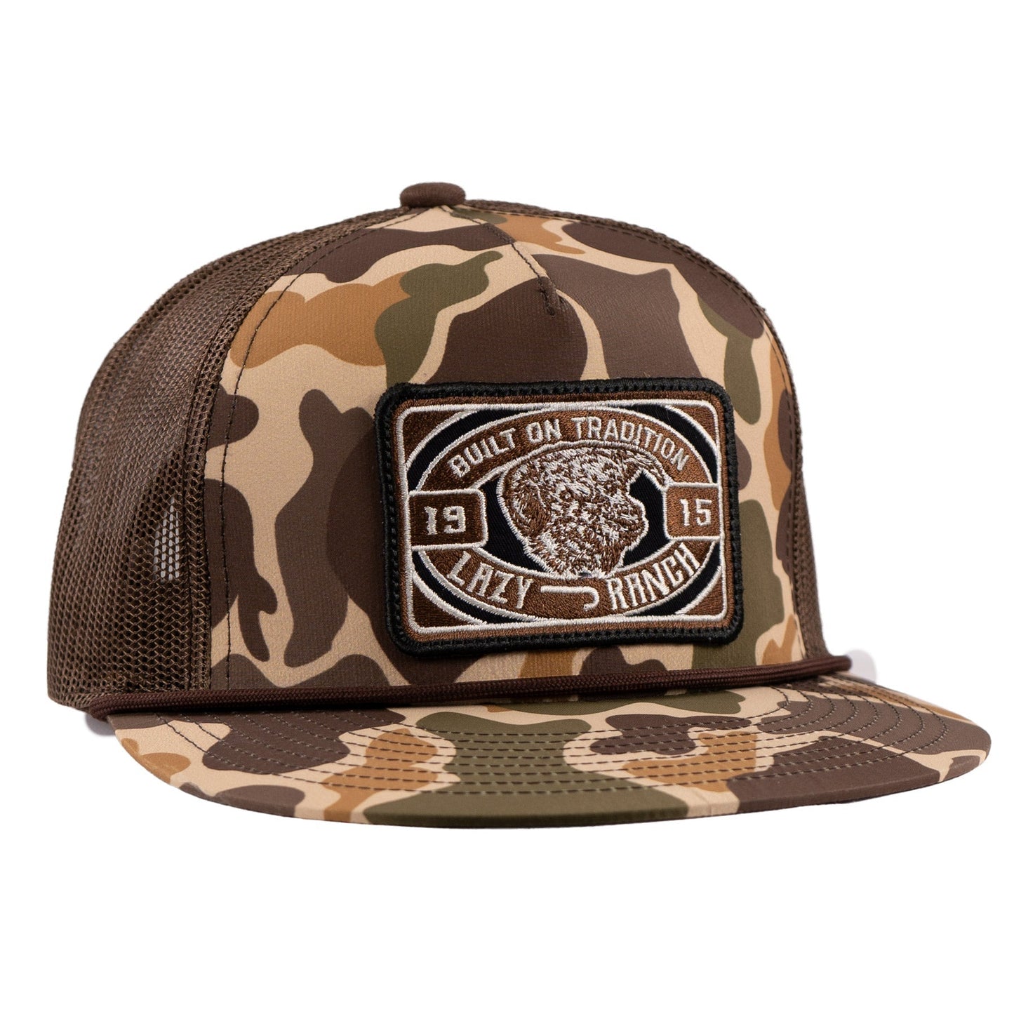 Lazy J Ranch Camo & Brown Drive Line Classic Rope Trucker Hat-Lazy J Ranch Wear