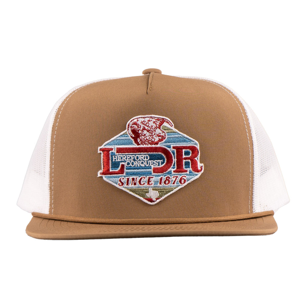 Lazy J Ranch Coyote Brown & White Conquest Classic Rope Trucker Hat-Lazy J Ranch Wear