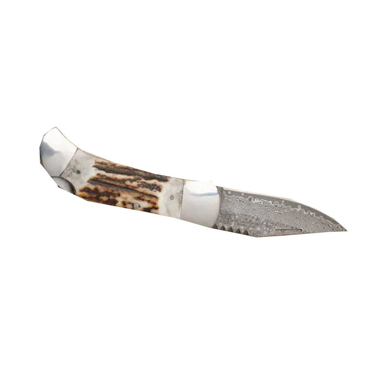 Circle SH Collectors Series Stag Horn Damascus Blade Folding Knife