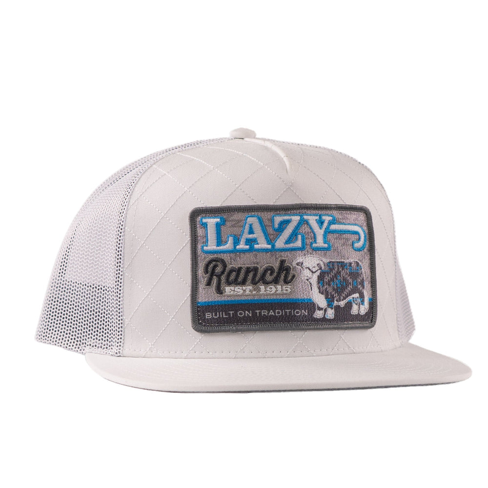 Lazy J Ranch Ice Blue & White Quilted Aztec Jughead Patch Classic Five Panel Trucker Hat-Lazy J Ranch Wear