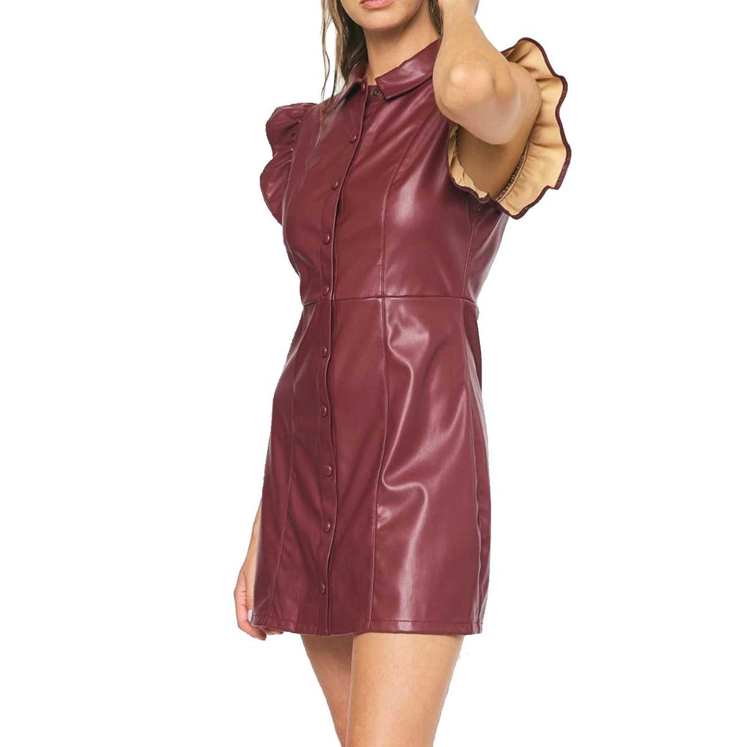 Entro Women's Faux Leather Sleeveless Mini Dress - Ruby