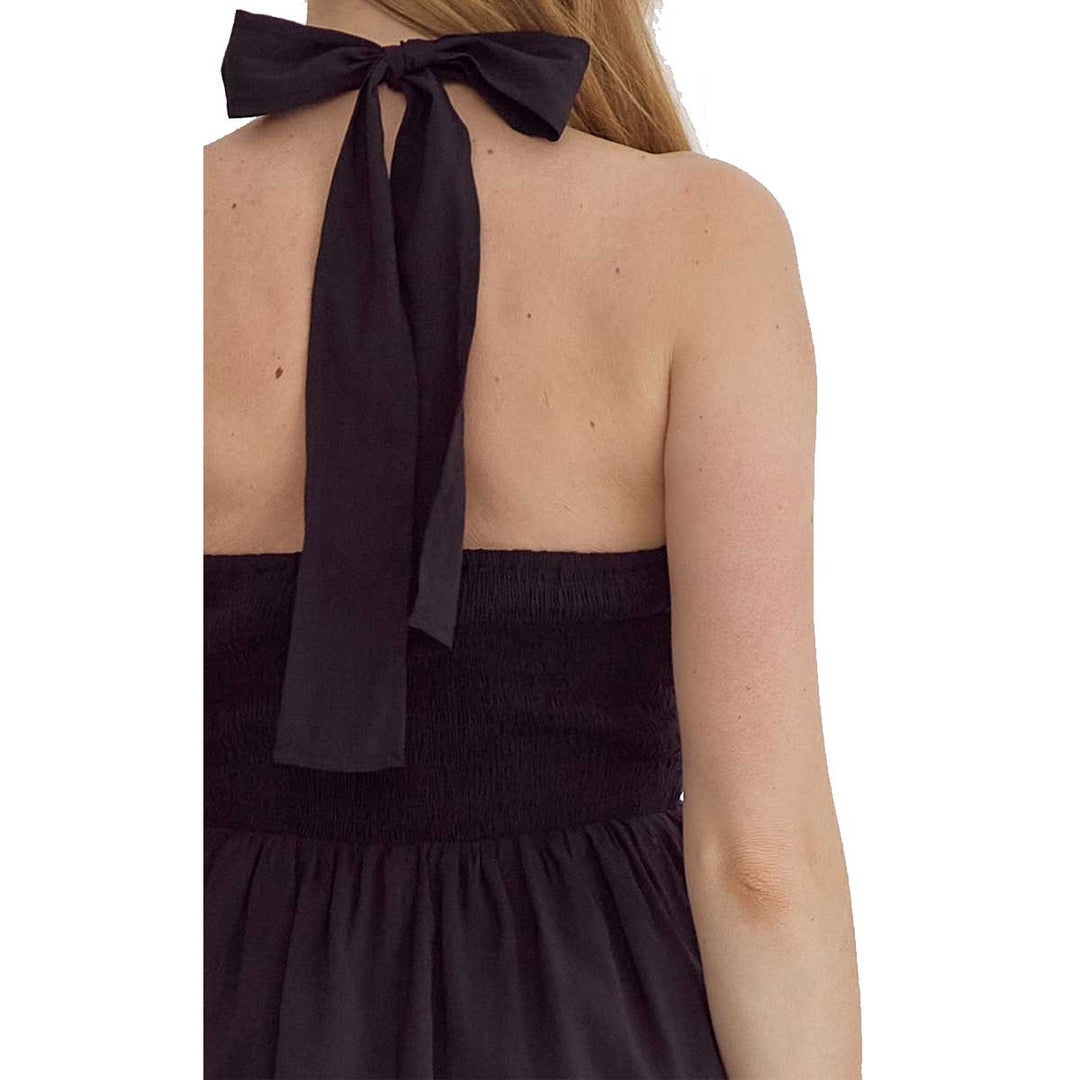 Entro Women's Tiered Halter Maxi Dress - Black