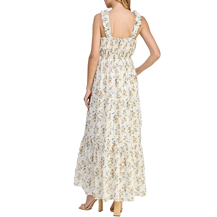 See and Be Seen Women's Printed Mesh Maxi Dress - Taupe