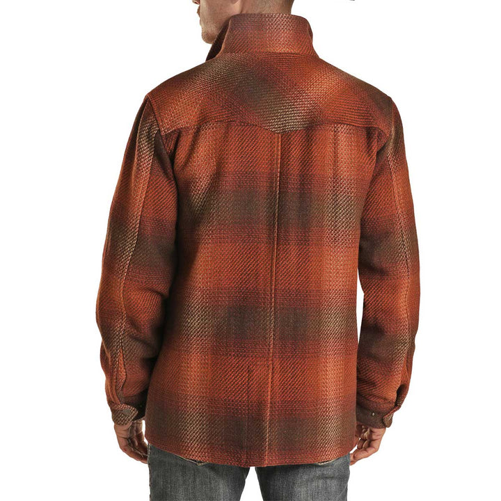 Powder River Men's Plaid Wool Coat - Rust