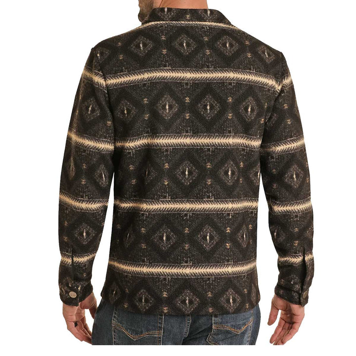 Panhandle Men's Aztec Printed Berber Jacket - Charcoal