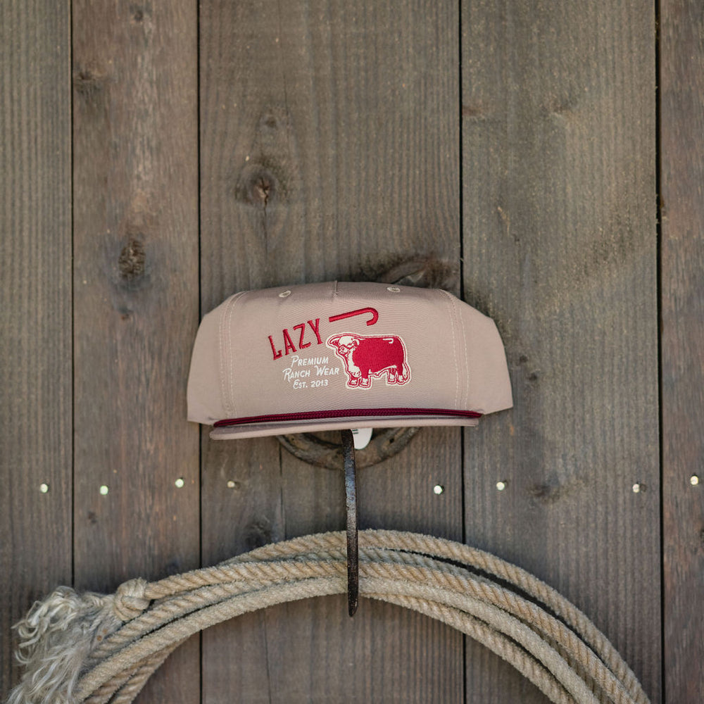 
                      
                        Lazy J Ranch Khaki Maroon Premium Ranch Rope Hat
                      
                    