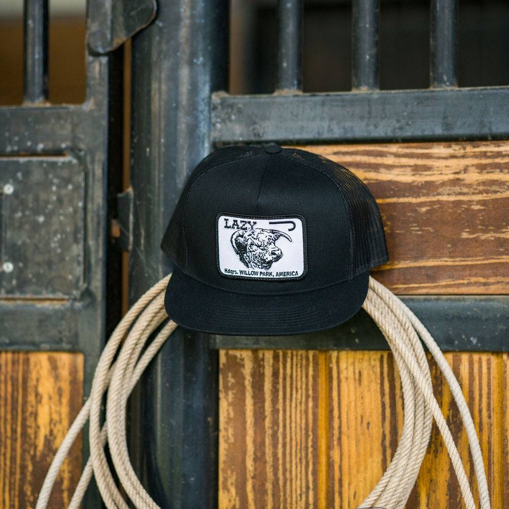 
                  
                    Lazy J Ranch Black Willow Cattle Headquarters Classic Five Panel Trucker Hat-Lazy J Ranch Wear
                  
                