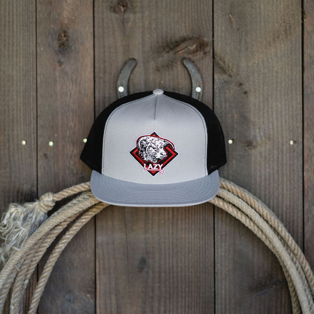 
                  
                    Lazy J Ranch Silver Grey & Black Red Diamond Hereford Classic Five Panel Trucker Hat-SILBLK4RDIA
                  
                