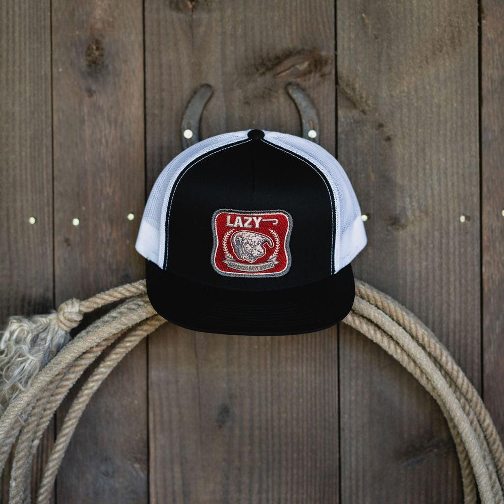 
                  
                    Lazy J Ranch Black & White Red America's Best Brand Classic Five Panel Trucker Hat-Lazy J Ranch Wear
                  
                
